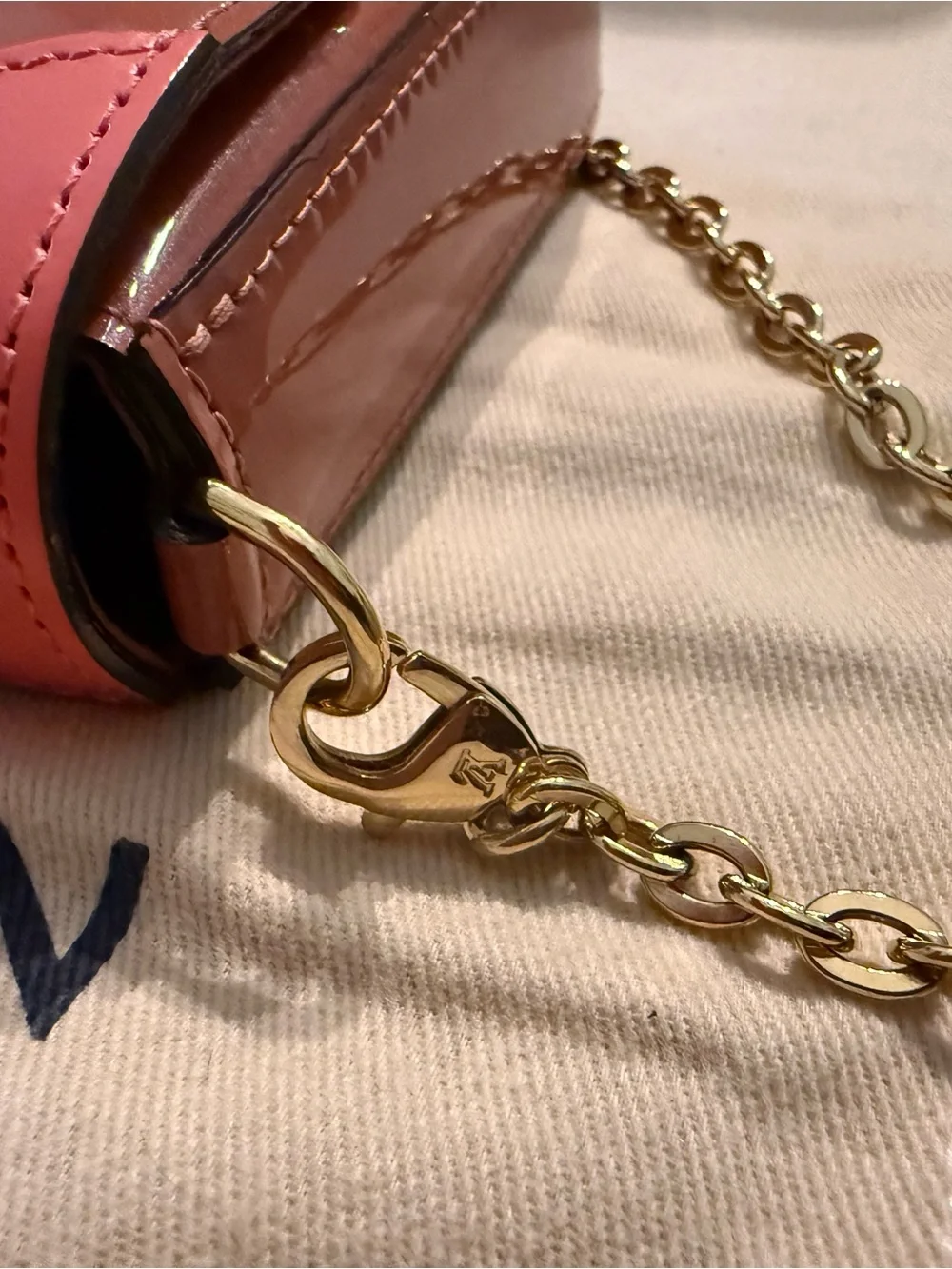Louis Vuitton Pink Vernis Floral Face Chain Wallet